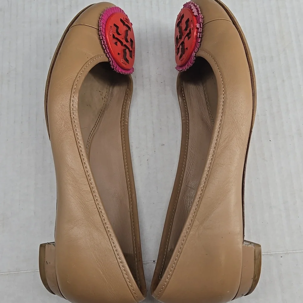 Tory Burch Tan and Pink Leather Flats 6